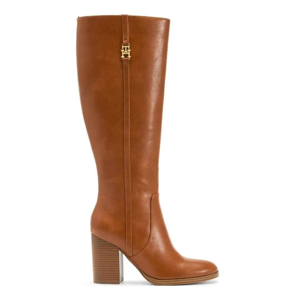 TOMMY HILFIGER NEW KNEE HIGH BLOCK HEEL BOOTS - Picture 2 of 12